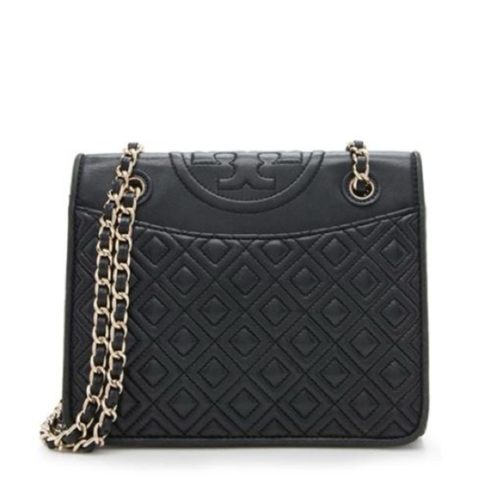 $475 Tory Burch Leather Fleming Medium Shoulder Bag